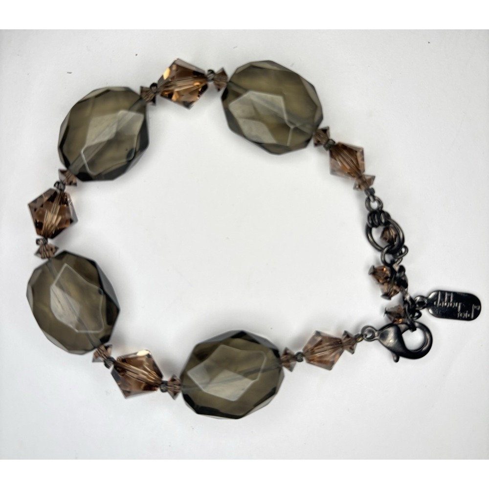 Dabby Reid Smoky Faceted Glass Crystal Bead Statement Bracelet Adjustable
